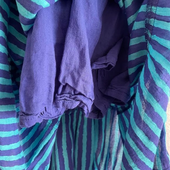 Oliphant Blue Striped Off The Shoulder Beach Boho Midi Dress - Picture 10 of 13